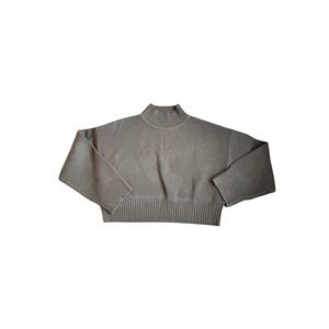 Kittenish Black Mock Neck Cropped Sweater Long Sleeve Ribbed Knit Women's Medium